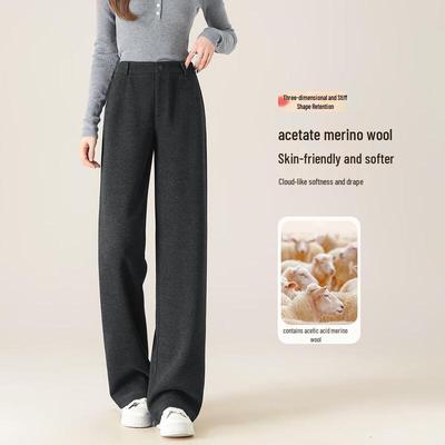 Handu Yishe Damen Sophistizierte Wollmischung Gerade Bein Hose