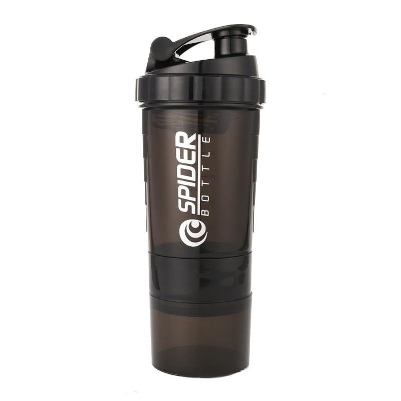 500ml Layered Protein Bottle Powder Shaker with Powder Storage Container Large Water Bottle Water Bottle with Wire Stirring Ball