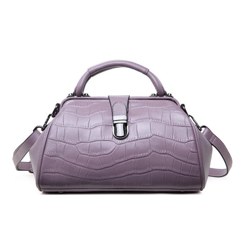 Vintage Alligator Pattern Fashionable Large-capacity Leather Doctor Bag Commuting High-quality Women's Portable Shoulder