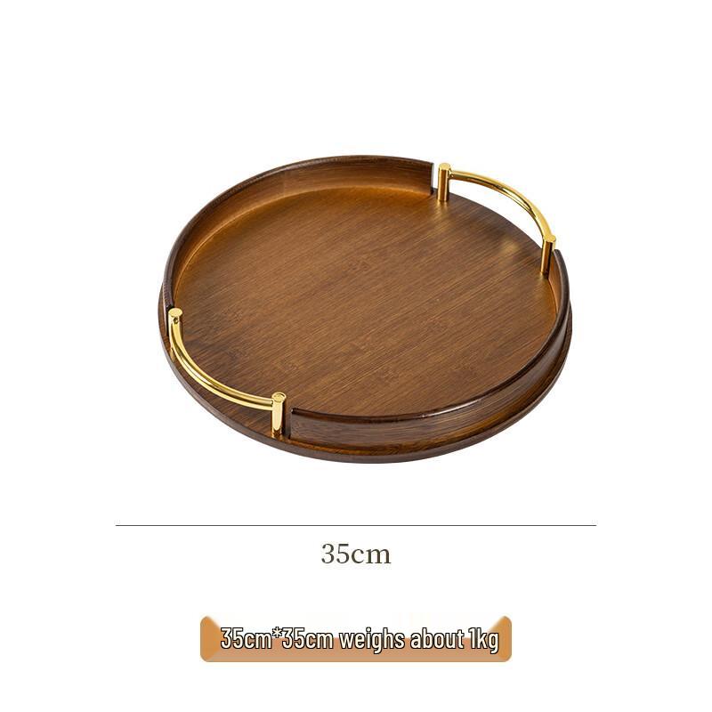 Aiqiyi Xuan Round Bamboo Serving Tray with Handle