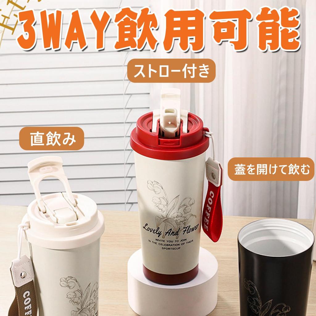 Ceramic Tumbler with Coffee Vacuum Large for Soy and Suitable for Outdoor and Car Use Straw, Lidded, Spill-Proof, Insulated, Mug, Insulated, 3-Way,