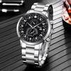 1SET New Fashion Trend Business Men's Versatile Steel Belt Quartz Watch Bracelet Lion Necklace Set