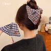 Retro autumn and winter fabric plaid button triangle hairpin exquisite shark clip hair accessories headgear women