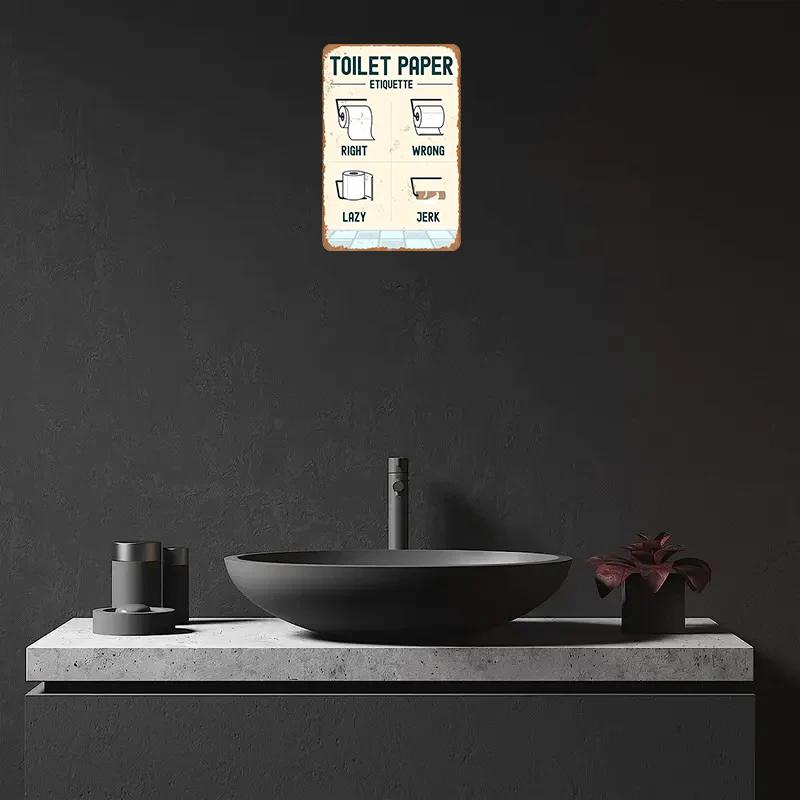 1pc Vintage Bathroom Metal Sign  Tin Sign , Wall Decor For Home Bathroom Toilet, 8x12 Inches