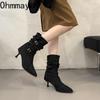 Autumn Fashion Pointed Toe Women Ankle Boots Street Style High Heels Party Stripper Female Short Booties