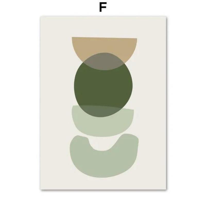 Boho Salbeigrün Pflanze Leinwandkunst Geometrisch Abstrakt Nordisch Wandposter Heimdekor Drucke