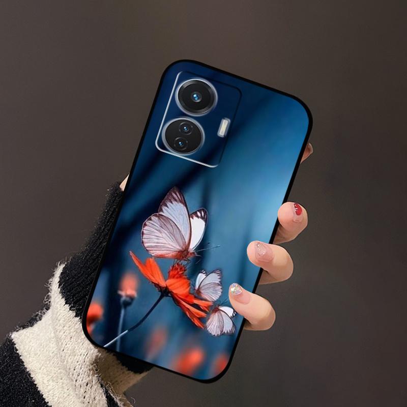 For Vivo T1 4G Case V2153 Covers TPU Black Silicone Landscape Cover for Vivo T1 44W Case VivoT1 Y55 4G Shockproof Soft Shells