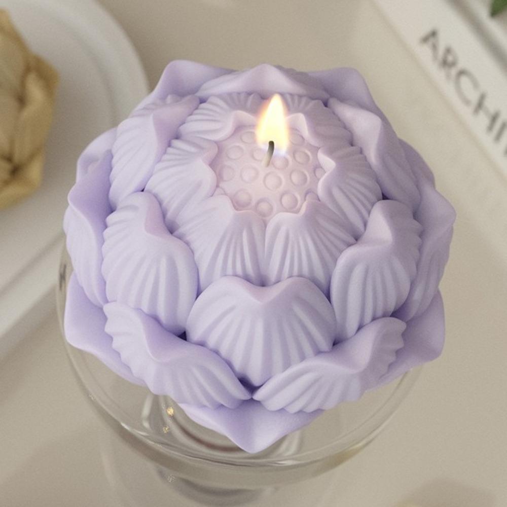 3D Lotus Flower Mold Funny Floral Mold Durable Silicone Candle Mold  Gift Making