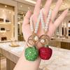 Rhinestone Pearl Apple Keychain Bracelet - Korean Style Fashion Accessory