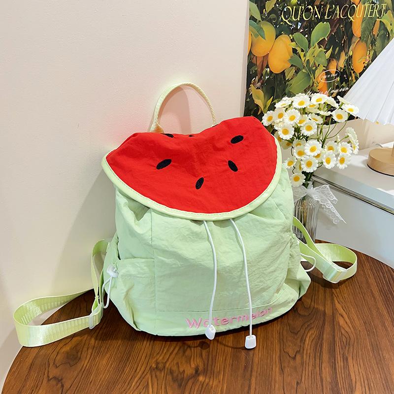 

Рюкзак нишевого дизайна, фруктовый стиль колледжа, для девушек, с индивидуальностью, простой, большой вместимости, студенческий рюкзак зелёный