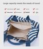 Drezm Korean Crossbody Tote - Small Square Canvas Striped Bag for Women