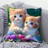 High-Appeal Cute Cat Pillow, Stain-Resistant & Machine Washable, Bedroom Cushion Cover