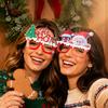 Holiday Party Supplies for Photos Christmas Glasses Photo Booth Props, Felt Reindeer Santa Snowman Eyeglasses Festive Costume Holidays Party,