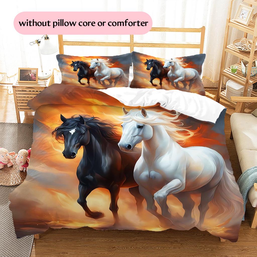 1PC Horse Bedding Quilt Set Quilt Cover Pillowcase Home Decoration Birthday Gift (1 * Duvet Cover + 15 * Pillowcase, Without Core)