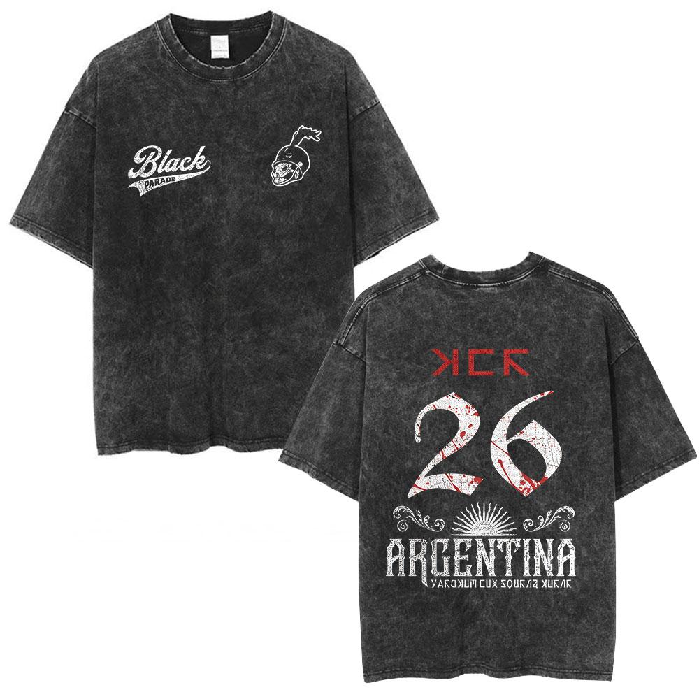 Rock Band My Chemical Romance Washed Tshirt The Black Parade Tour Merch Fans Gifts Tshirts Mens Clothing Punk T Shirts
