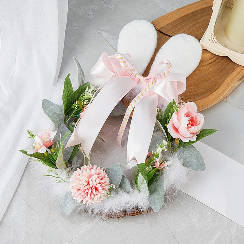 Easter Wreaths For Front Door Seasonal Artificial Spring Decor Bunny Ear Wreath Outdoor Decorations For Bedroom Party Birthday