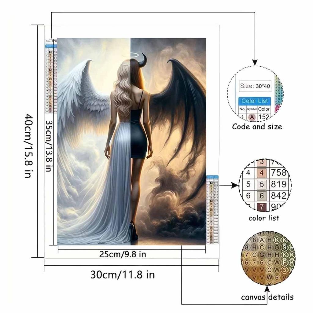 Diamond Painting Set DIY 5D Full Diamond Angel and Demon Fantasy Art Crafts for Home Wall Decoration