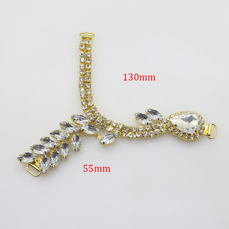 2018 New Charm 2pcs/lot 9.5CM Acrylic Chain DIY Garment sewing accessories Metal Crystal Rhinestone bikini Connectors buckle