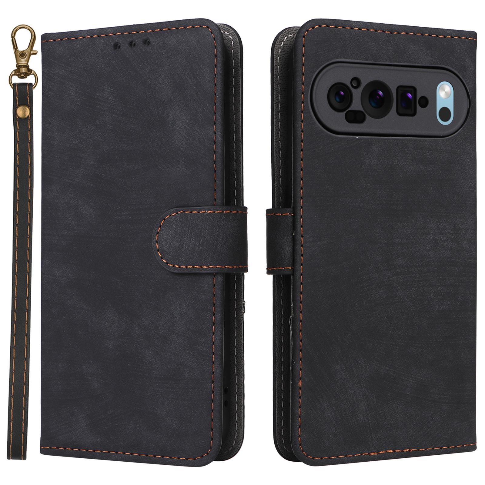 

For Google Pixel 9 Pro XL Case RFID Blocking Wallet Flip PU Leather Cover Black