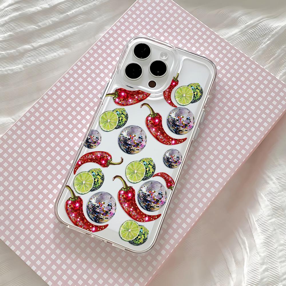 Beaded Pomegranate Sun Phone Case For iPhone 17 16 16e 15 14 13 12 11 Mini Pro Max X XR XSMax 8 Air Plus Transparent Back Cover