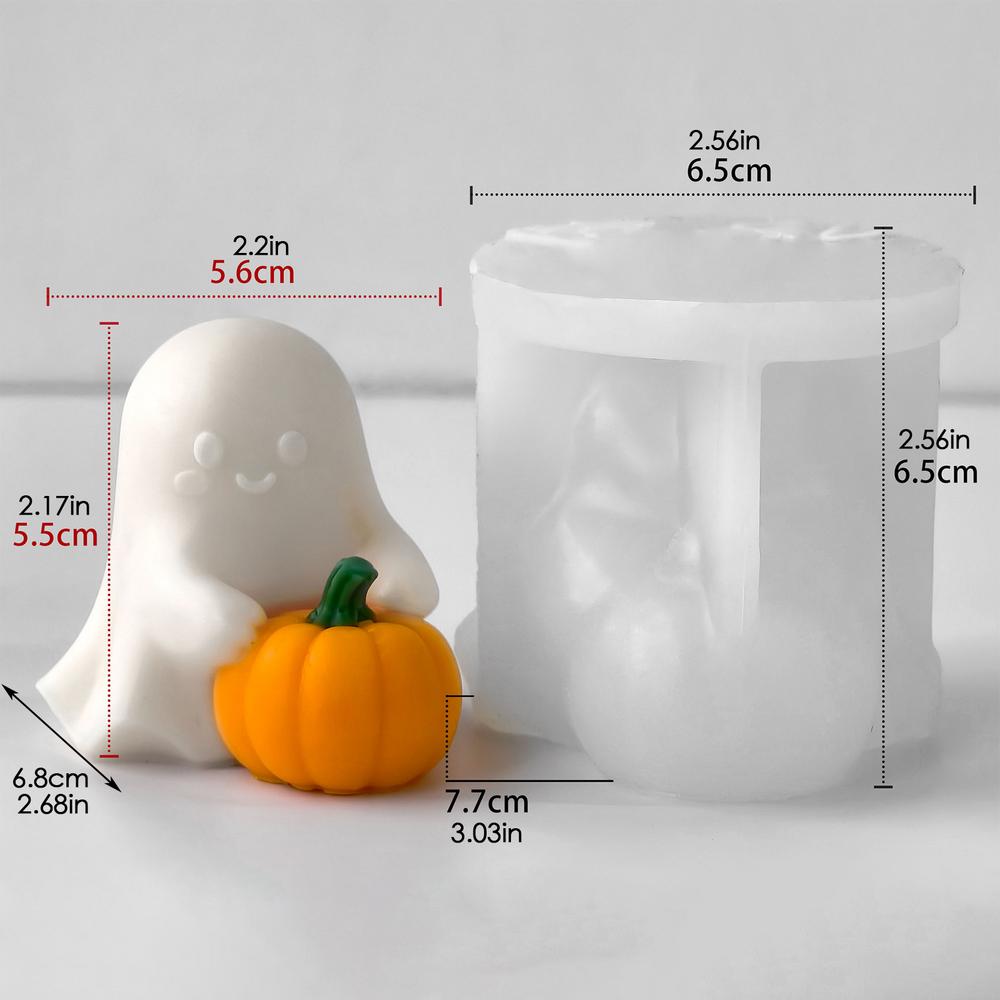 3D Halloween Ghost Standing Pumpkin Cement Casting Molds Silicone Dessert Cement Chocolate Soap Wax Candles Clay Resin Crafts