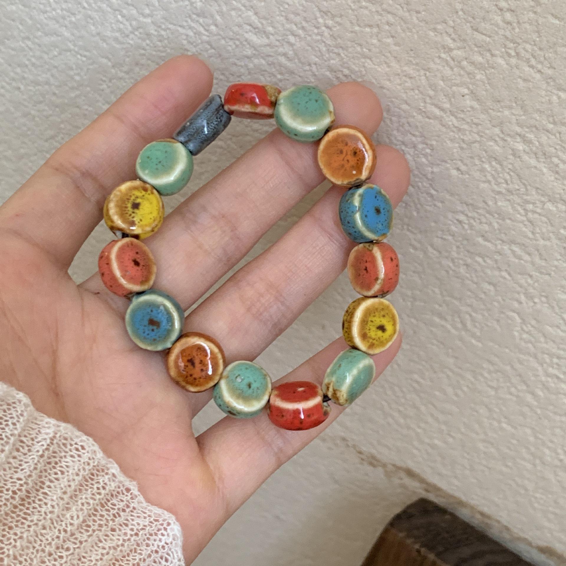 

Летний цветной керамический браслет в стиле ретро, ​​китайский национальный ветер, ювелирные изделия