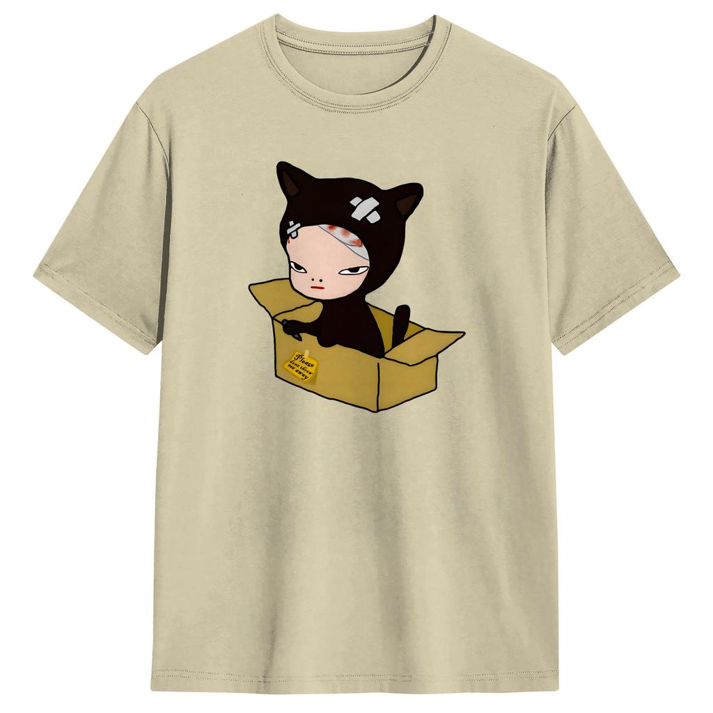 Aesthetic Yoshitomos Nara TShirt Unisexs Round Neck Short Sleeve Tops I Dont Want to Grow up Painting Cotton Summer Tops Shirts