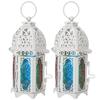 2Pcs Vintage Castle Candle Holder White Color Iron Wedding Home Candlestick Ornaments