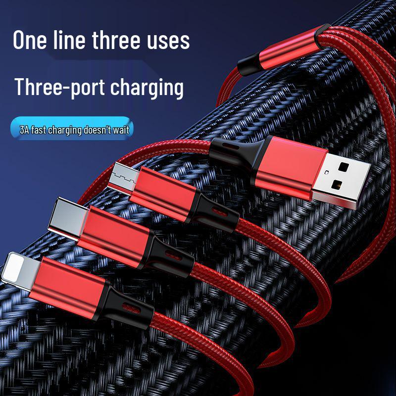 Cablu USB de încărcare rapidă 3 în 1: Compatibil cu dispozitive Apple, Huawei, Type-C și Android, Încărcător Universal 3A