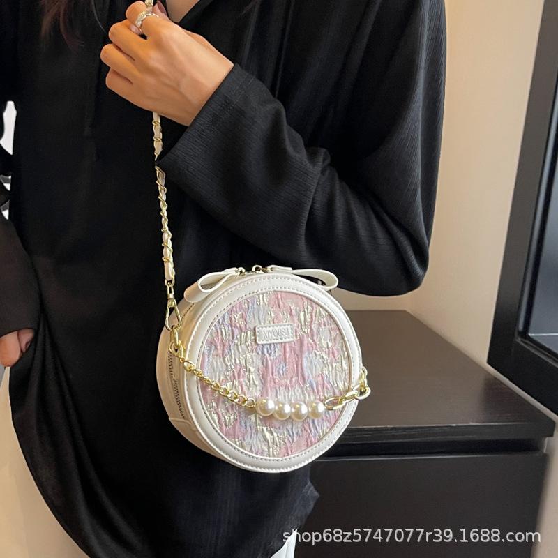 Small Fragrance Style Foreign Pearl Handbag 2025 National Style Chain Women's Bag Cute Trendy Fashion Shoulder Crossbody Bag