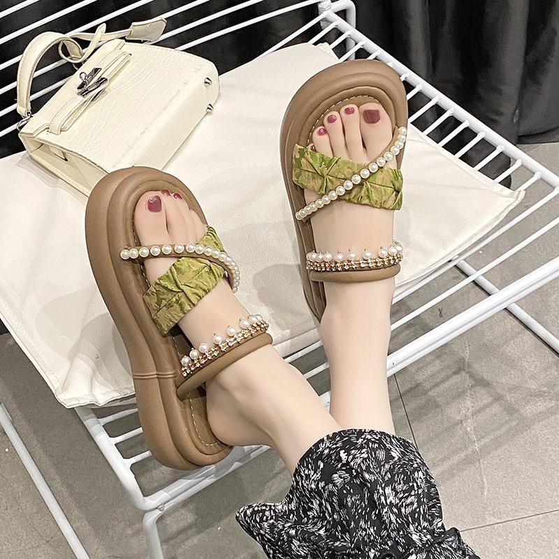 National Style Two-wearing Slippers Women's 2025 New Summer Thick-soled Non-slip Outer Wear Sandals Soft-soled with Skirts Roman Sandals