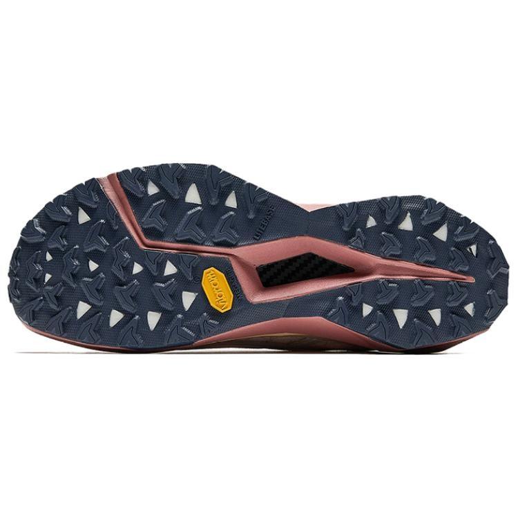 Anta Slip Resistant Abrasion Resistant Cushioning Low top Carbon Plate Trail Running Shoes Women's White Brown 122515516A-2