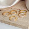 Elegant White Mother-of-Pearl Inlaid Titanium Steel Ring for Women