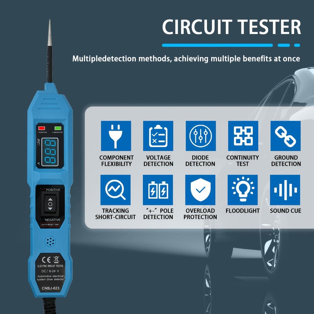 Smart Car Circuit Tester with Led Voltage Display, USB Powered, Compatible with 3.5-36V Dc Automotive Electrical Systems, Digital Multimeter Probe
