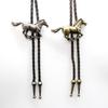 Vintage Horse Head Bolo Tie Retro Faux Leather Long Necklace Pendant Fashion Sweater Chain Jewelry for Men Women