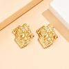 18K Gold Vacuum Plated Old Money Style Geometric Patchwork Stainless Steel Earrings for Women
