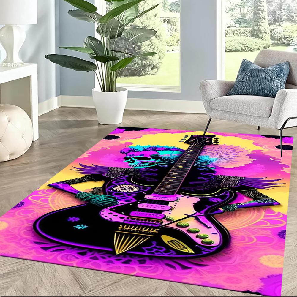 Golden Skull Artwork Floor Mats for Living Room, Bedroom and Room Decoration Are Suitable for Gifts.