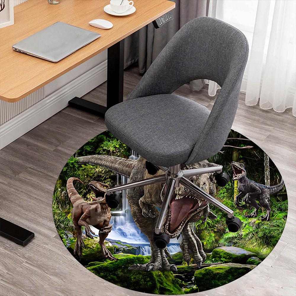 1pc dinosaur prehistoric Round Chair mat Area Rug - Non-Slip, Floor Mat for Office, Bedroom, and Indoor Decor c1125319