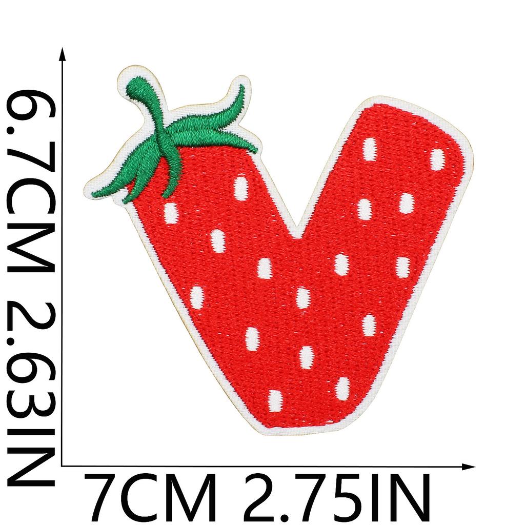Strawberry English Letter Embroidery Cloth Sticker Bag Decoration 26 English Text Patch Stickers Heat Transfer Computer Embroidery Label