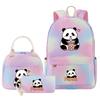 3-delige Tie Dye Panda Rugzak Set Kawaii Rugzak voor Naar School met Lunchtasje Etui, Reizen Dagrugzak voor Kinderen Meisjes
