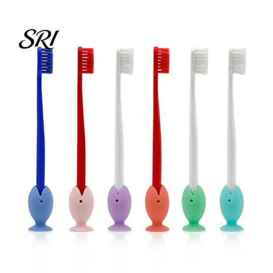 Toothbrush Holder for Glass Surface 2PCS Fish Shape with Strong Suction Cup Hygienic Soft Silicone Quick Drain Bathroom Organizer