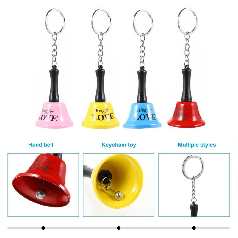 Fun Stress Relieving Bell Metal Keychain Mini Hand Cranked Printing Bell Pet Pendant Children's Toys Kindergarten Rewards Gifts