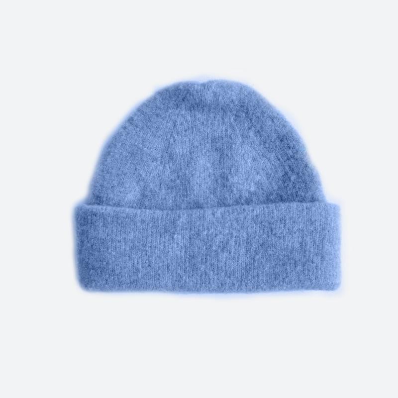 Solid-color knit hat Size One синий