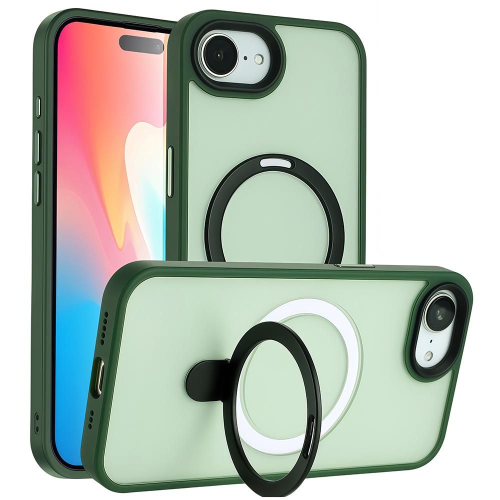 For iPhone 16e Case Compatible with MagSafe TPU+Acrylic Matte Phone Back Cover with Kickstand