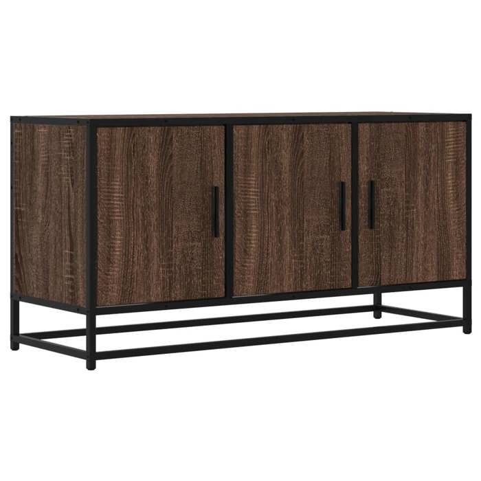 VidaXL Meuble TV chêne marron 100x35x50 cm bois d'ingénierie et métal, banc TV, meuble hifi, centre de divertissement, 848833
