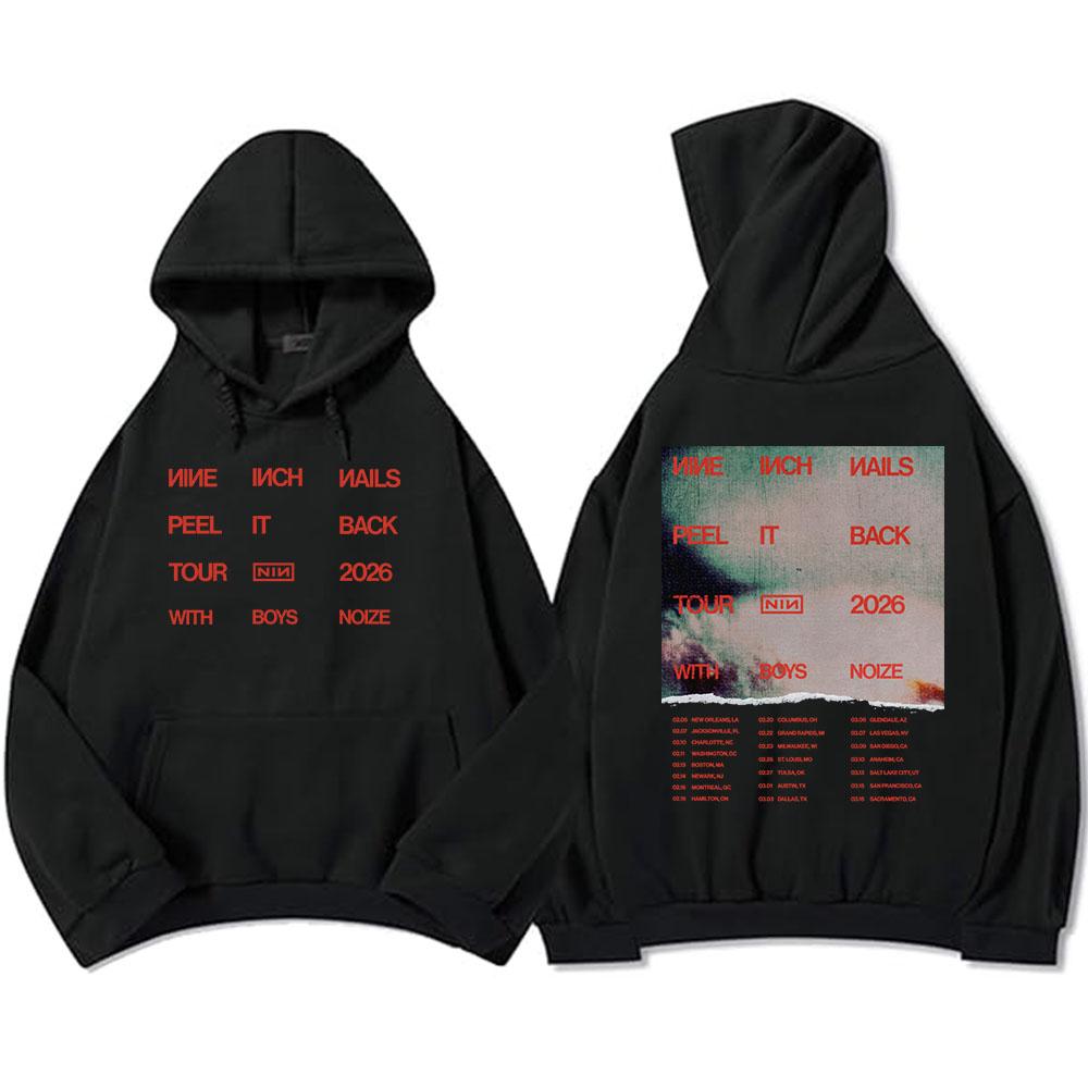 Nine Inch Nails Peel It Back 2026 Tour Hoodies NIN Rock Band Graphic Print Sweatshirts Long Sleeve Winter Hooded Pullovers