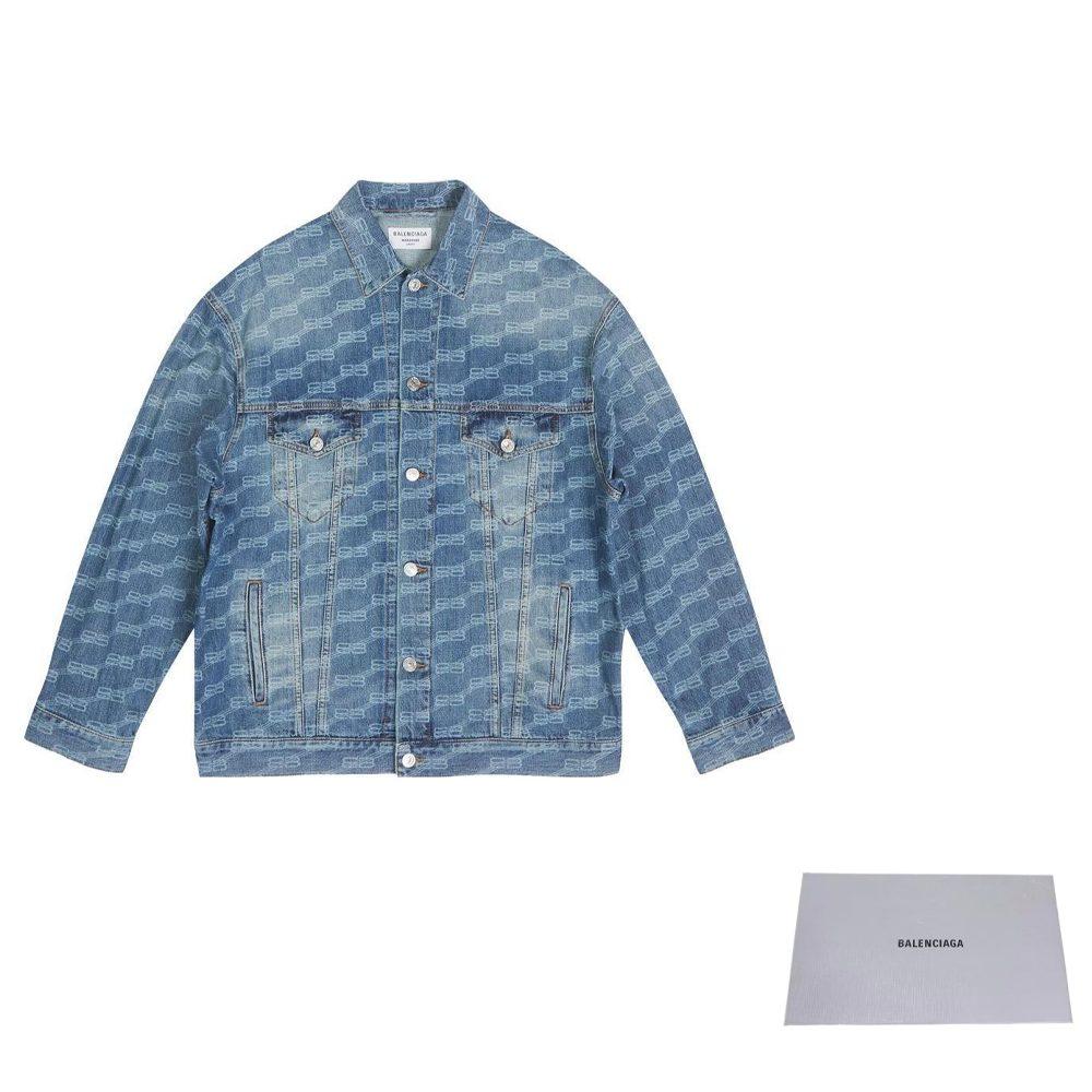 Balenciaga All Over Bb Monogram Logo Denim Jacket 675208TMW374437