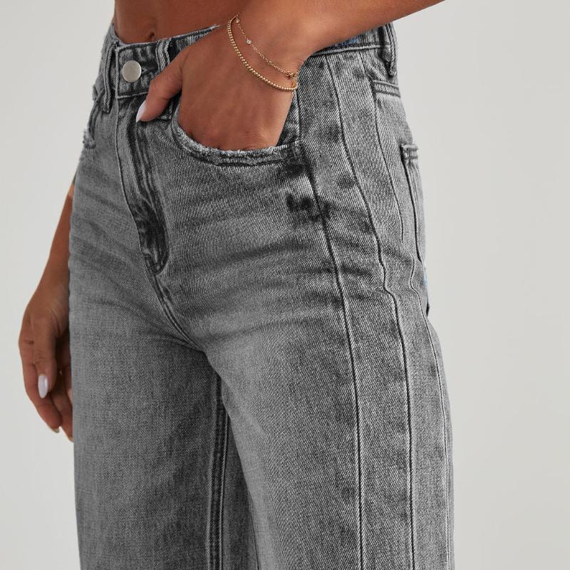 High-waisted Straight-leg Furred Jeans Women's New Fashion High-waisted Wide-leg Pants Jeans Spring and Autumn for Women Y2k