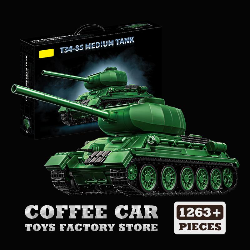 Ungiftiger Neuer Schwerer Panzer Bausteine Is-2 Klassische Serie Moc Steine T34-85 Mittlerer Panzer Modell Ww2 Gepanzerter Wagen Spielzeug Erwachsener Kinder Geschenk