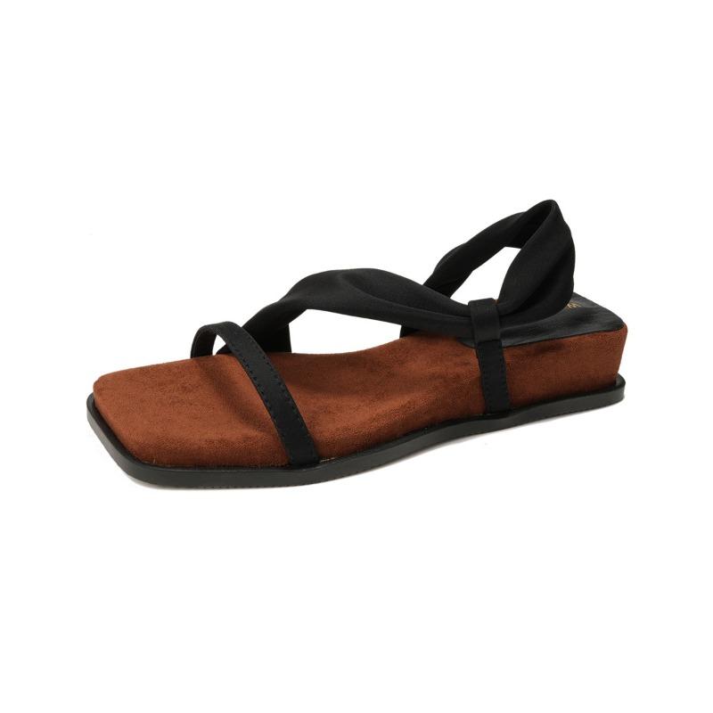 Square-toed Height-increasing Thick-soled Shoes Beach Slippers and Flip-flops